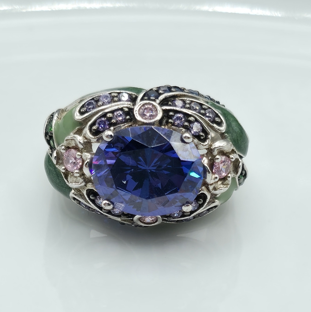 Designer  Victoria Wieck Retired Lab Created Tanzanite Ring - Picture 3 of 10